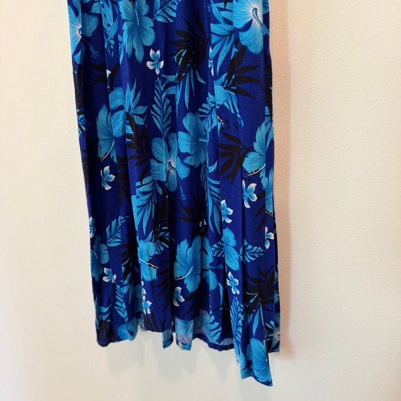 Hawaiian Aloha Fashion Maxi Dress Floral Print One Size Blue Tropical Beach Boho - Picture 11 of 11
